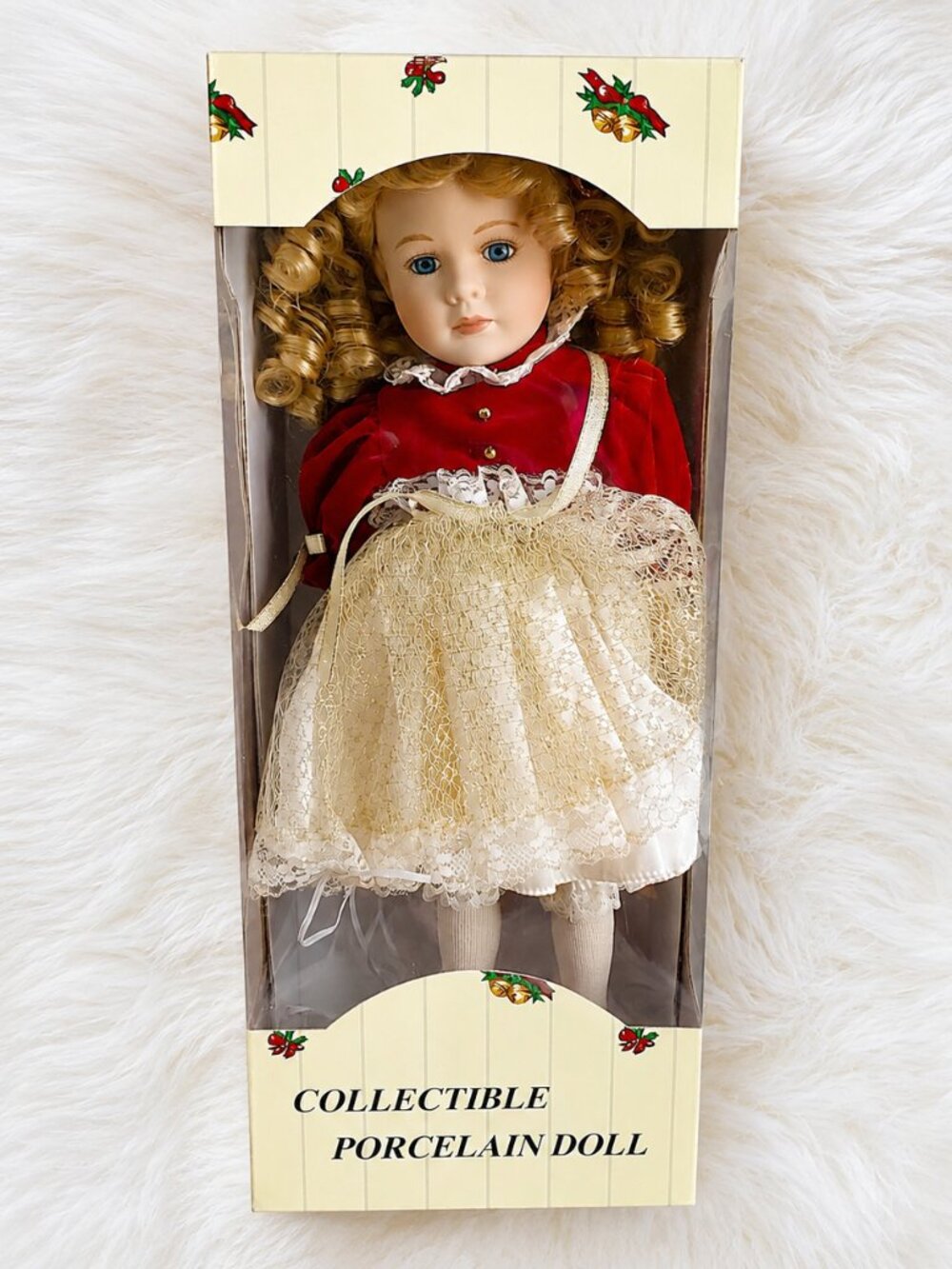 Collectible Porcelain Christmas Dress Xmas Promo Doll